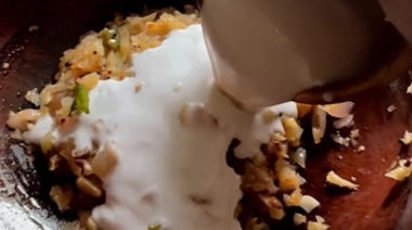 Traditional Kerala raw mango pachadi made with coconut milk